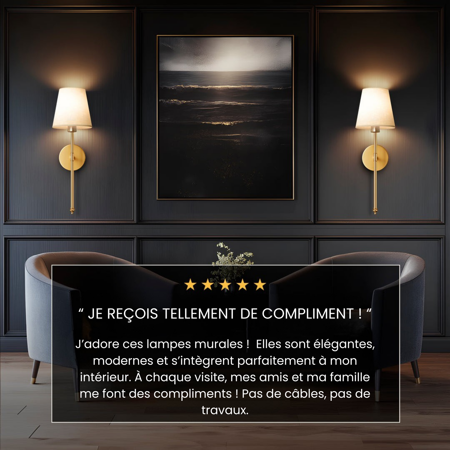 Lampe Murale Sans Fil Design - Sans Perçage - Rechargeable & Élégante