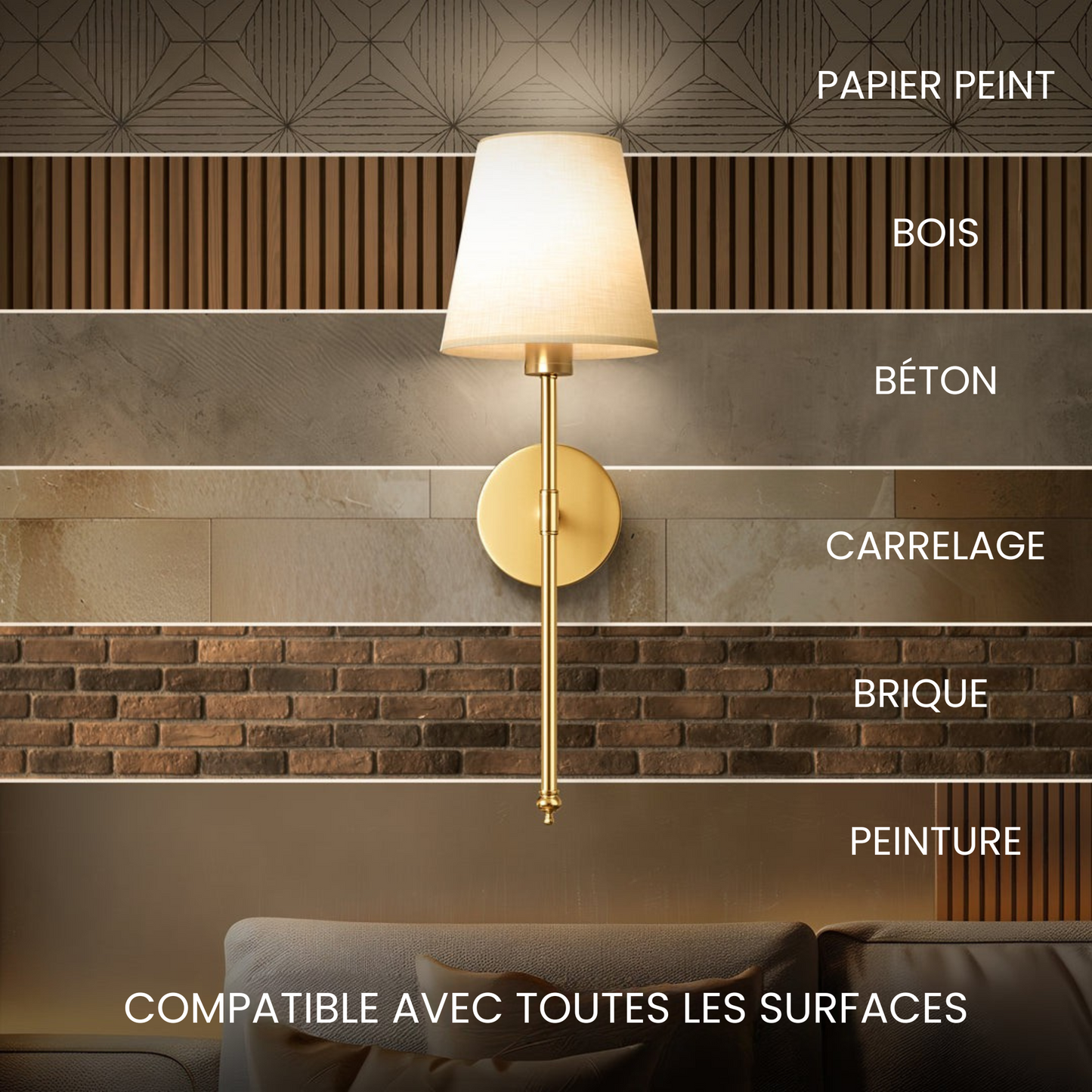 Lampe Murale Sans Fil Design - Sans Perçage - Rechargeable & Élégante