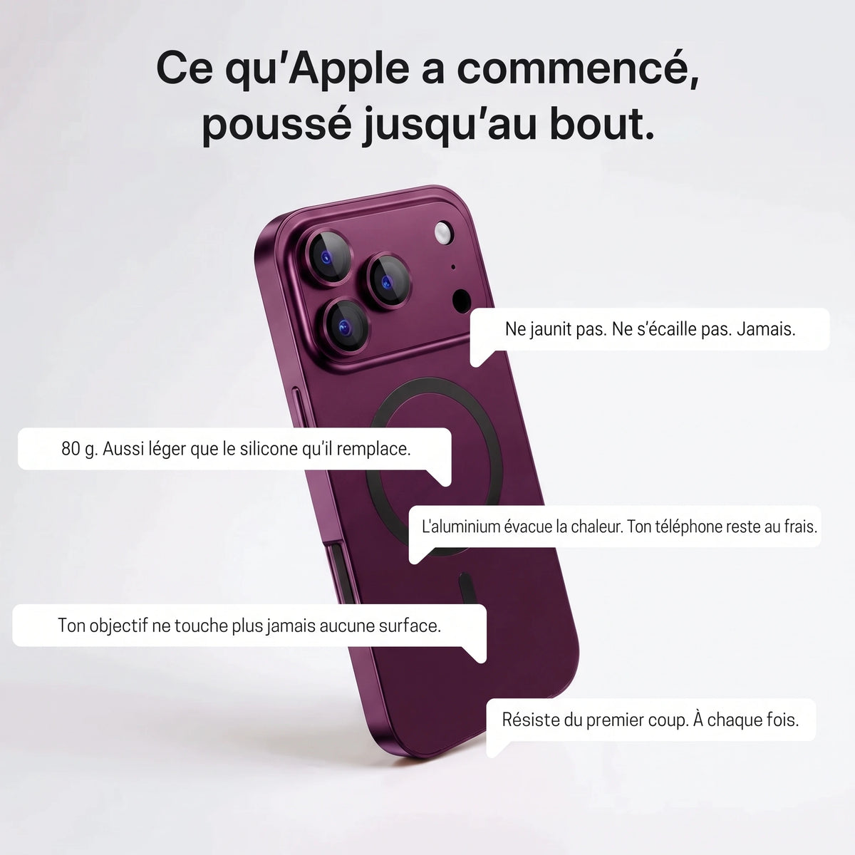 Coque métallique iPhone avec protection de caméra